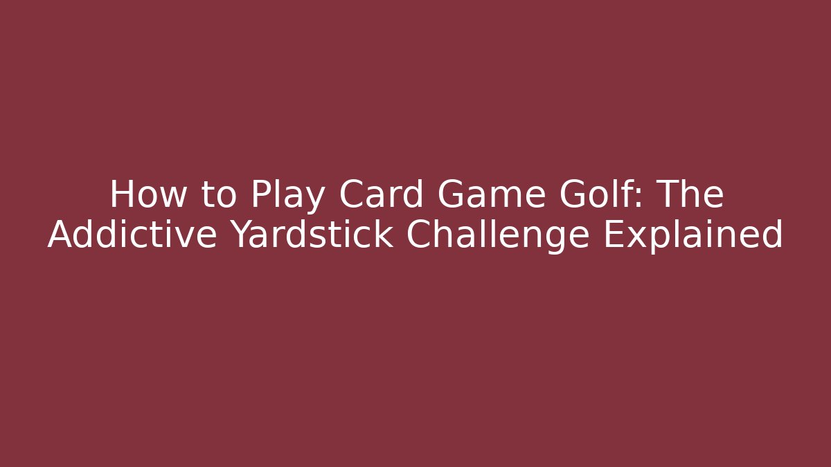 How to Play Card Game Golf: The Addictive Yardstick Challenge Explained