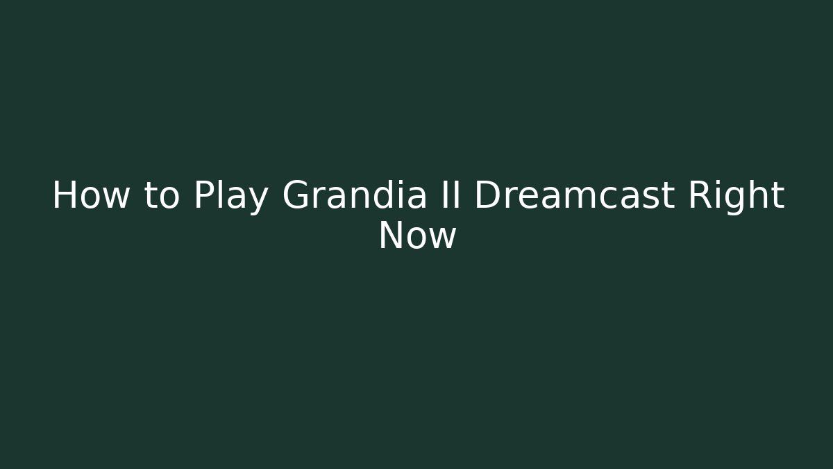 How to Play Grandia II Dreamcast Right Now