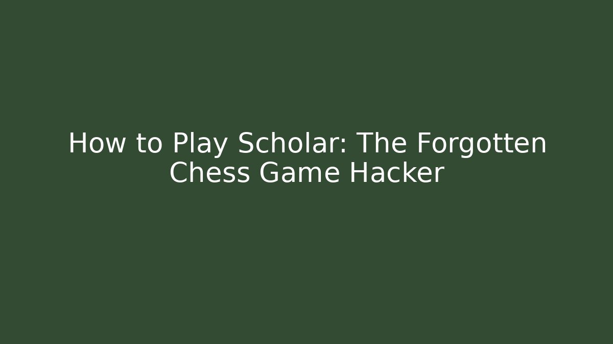 How to Play Scholar: The Forgotten Chess Game Hacker