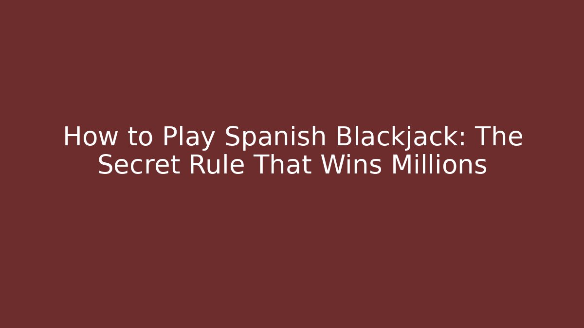 How to Play Spanish Blackjack: The Secret Rule That Wins Millions