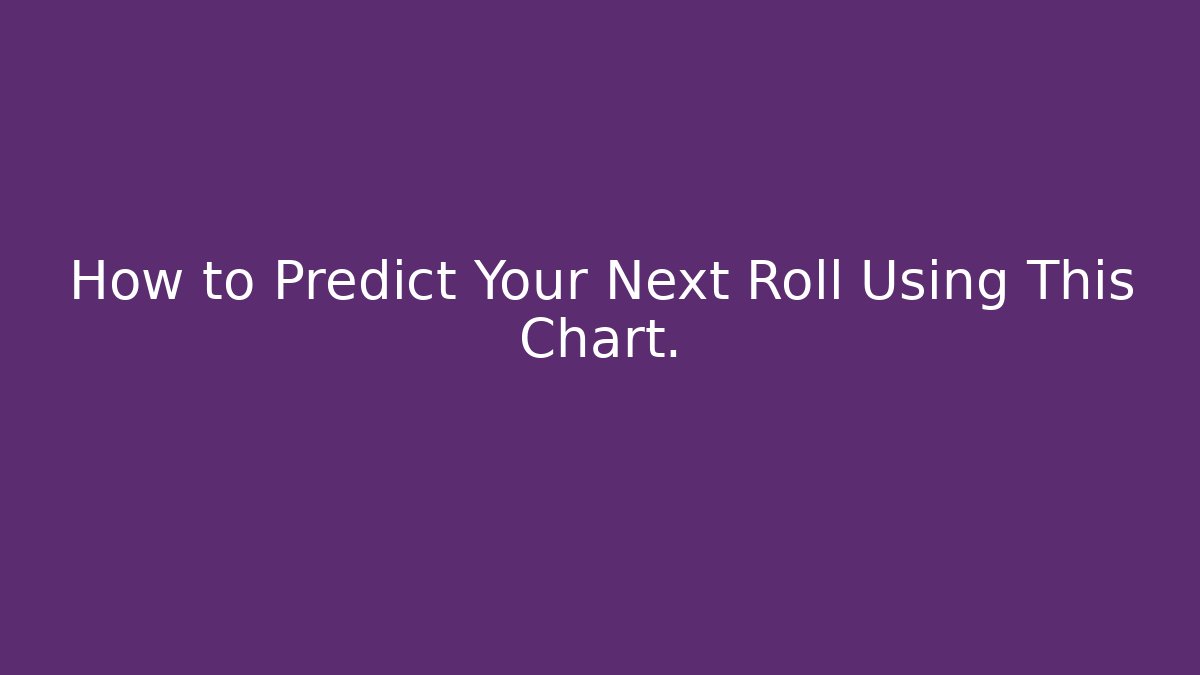 How to Predict Your Next Roll Using This Chart.