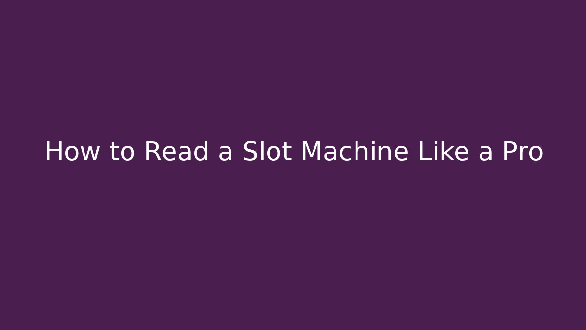 How to Read a Slot Machine Like a Pro - Critter Realm