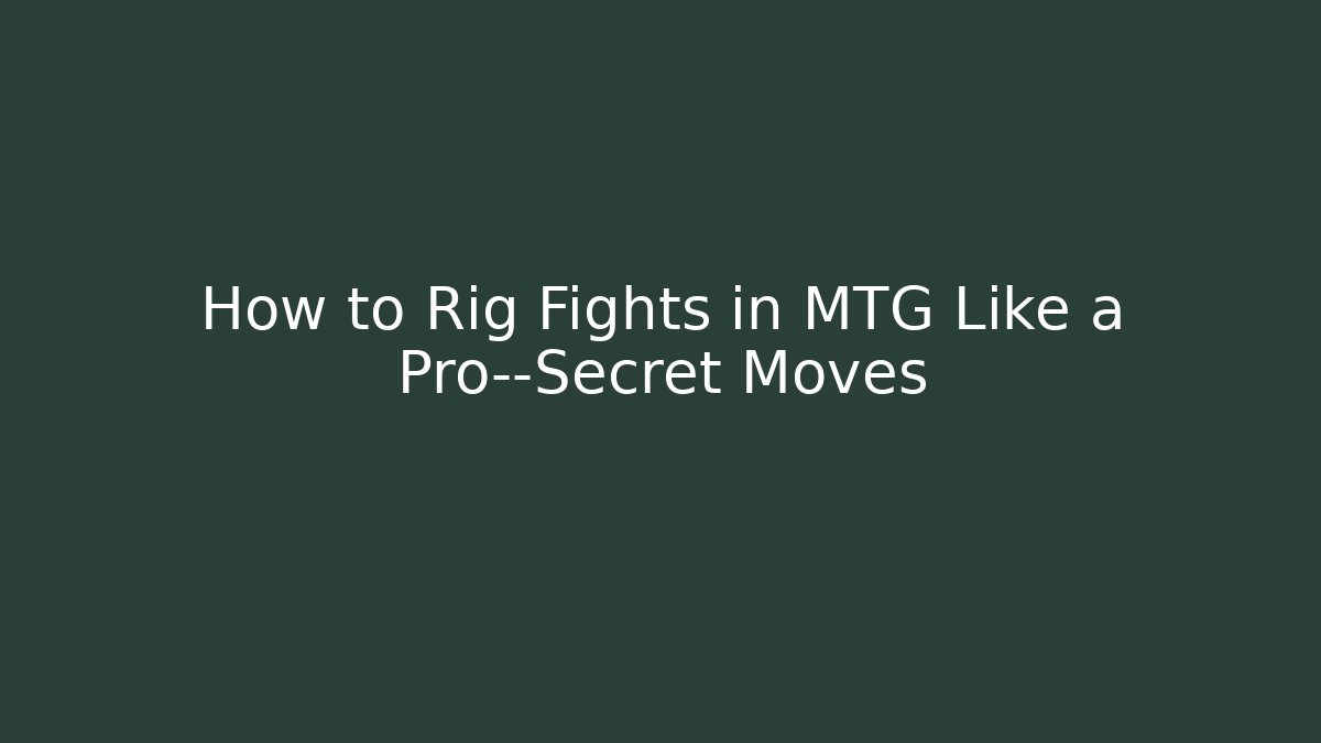 How to Rig Fights in MTG Like a Pro—Secret Moves