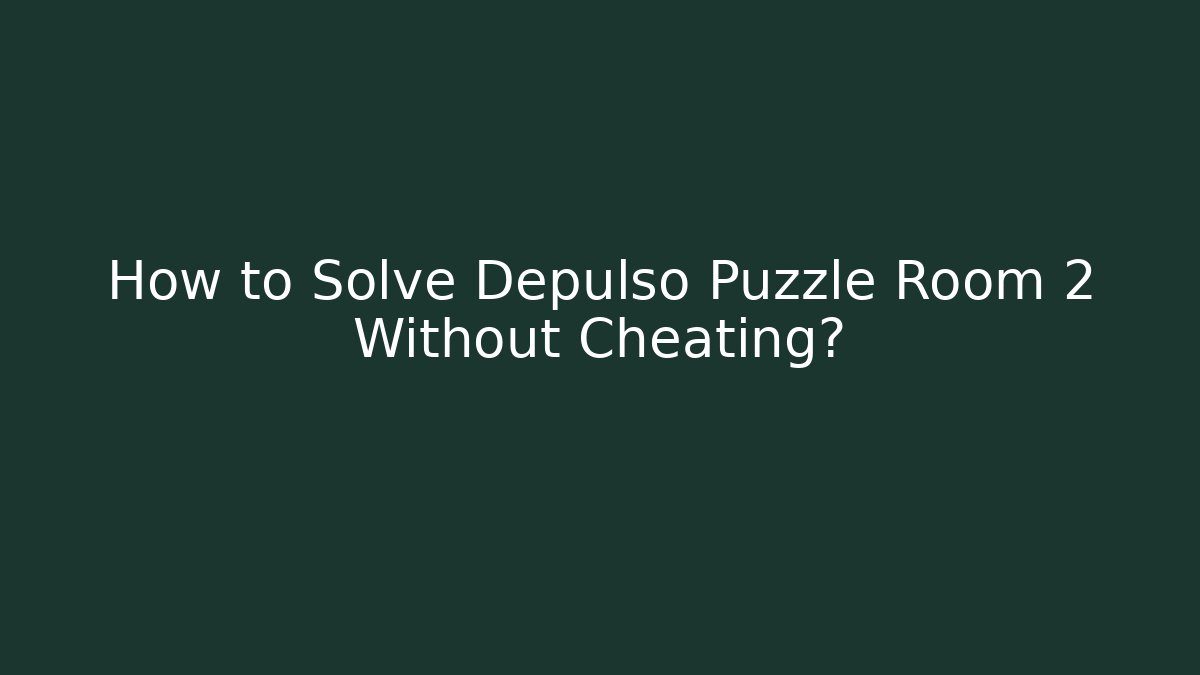 How to Solve Depulso Puzzle Room 2 Without Cheating?