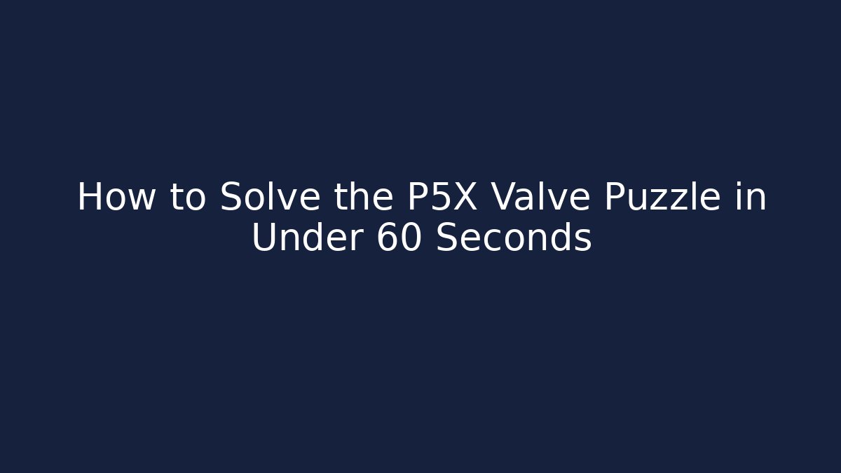How to Solve the P5X Valve Puzzle in Under 60 Seconds - Critter Realm