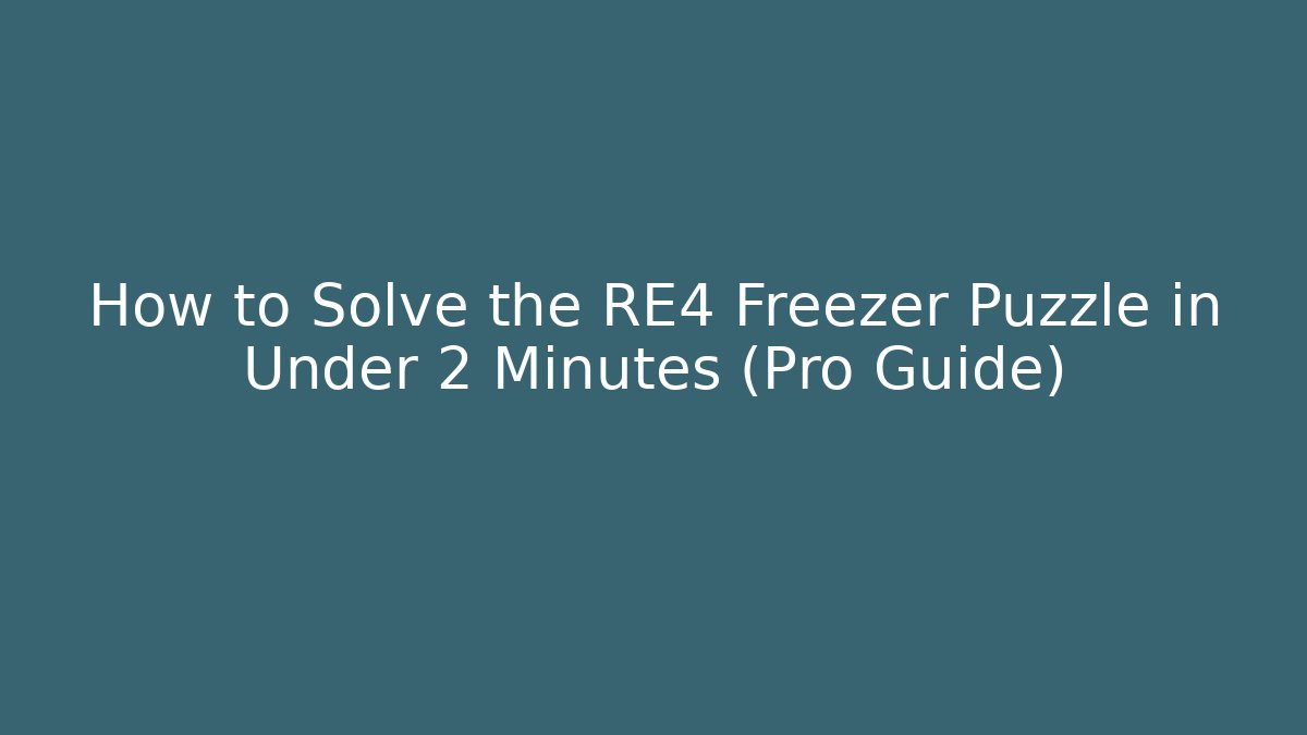 How to Solve the RE4 Freezer Puzzle in Under 2 Minutes (Pro Guide)
