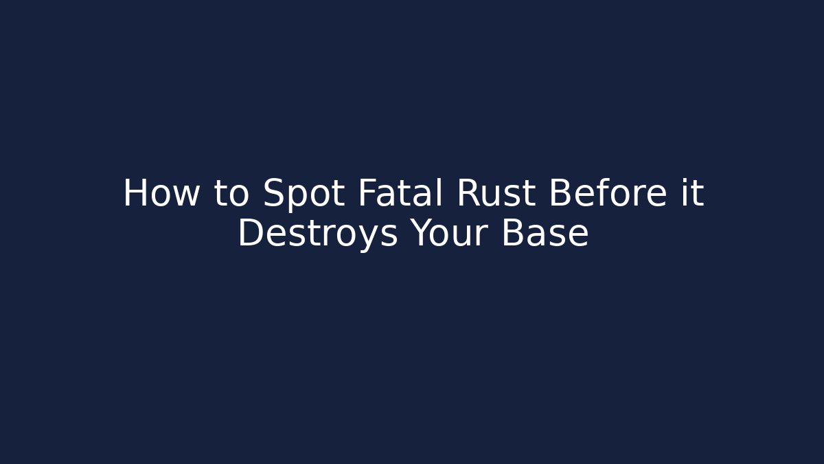 How to Spot Fatal Rust Before it Destroys Your Base