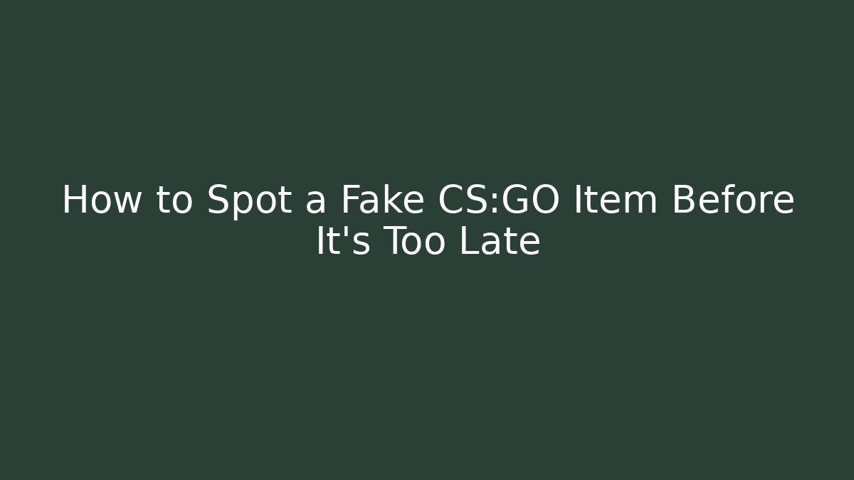 How to Spot a Fake CS:GO Item Before It’s Too Late