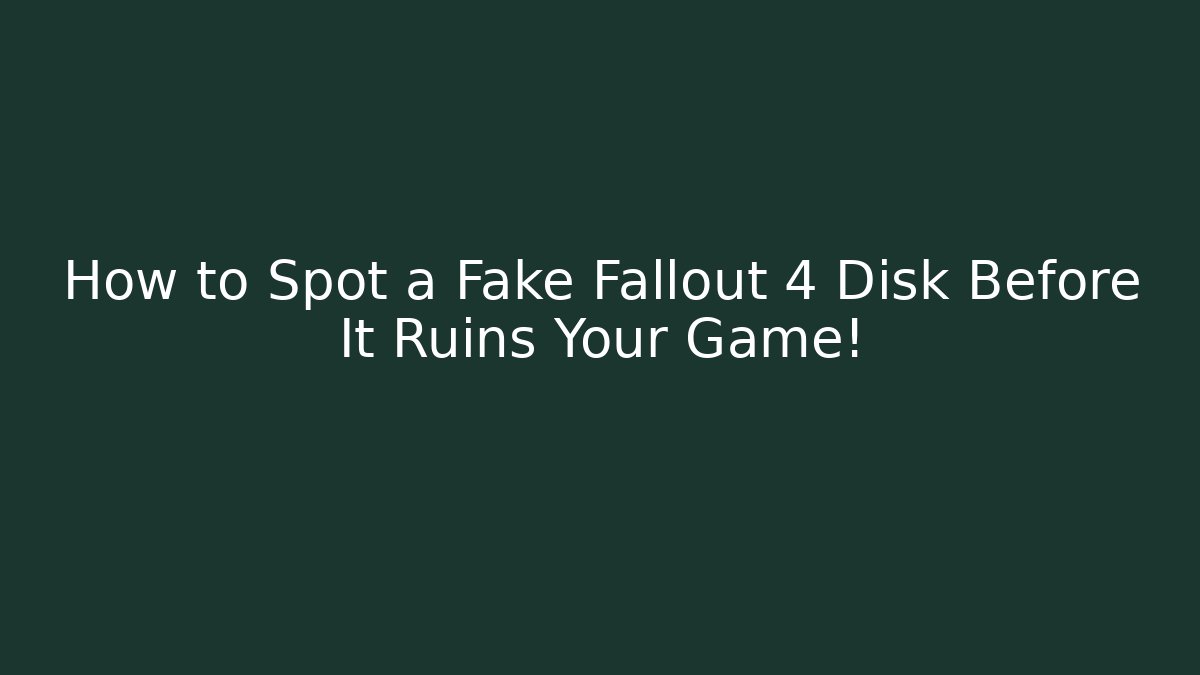 How to Spot a Fake Fallout 4 Disk Before It Ruins Your Game!