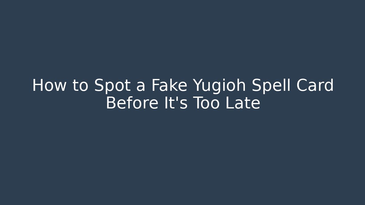 How to Spot a Fake Yugioh Spell Card Before It’s Too Late