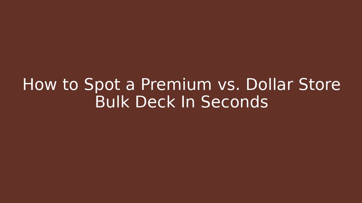 How to Spot a Premium vs. Dollar Store Bulk Deck In Seconds