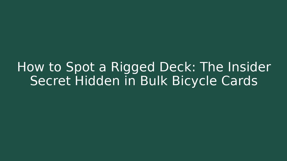 How to Spot a Rigged Deck: The Insider Secret Hidden in Bulk Bicycle Cards