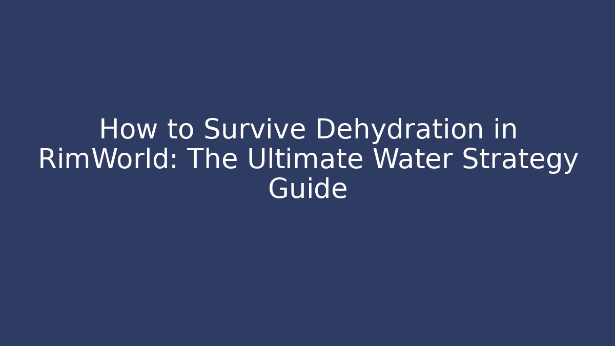 How to Survive Dehydration in RimWorld: The Ultimate Water Strategy Guide