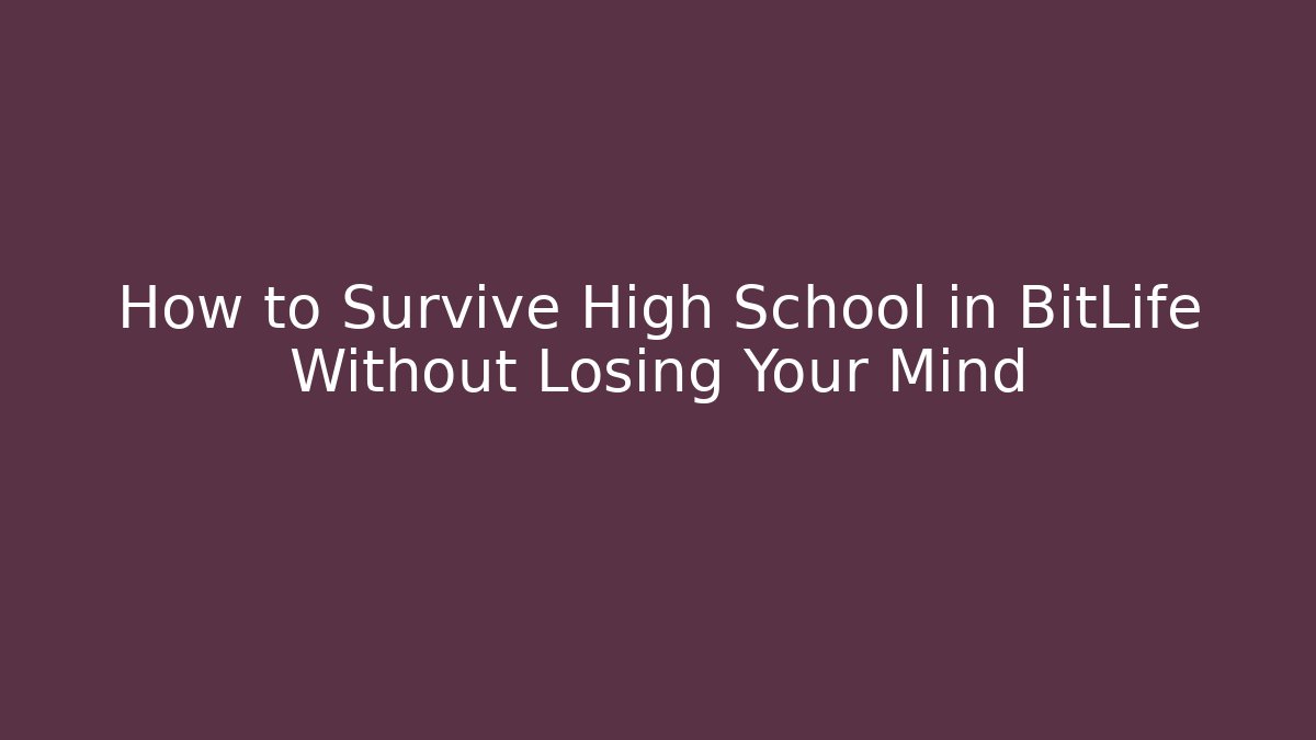 How to Survive High School in BitLife Without Losing Your Mind - Critter Realm