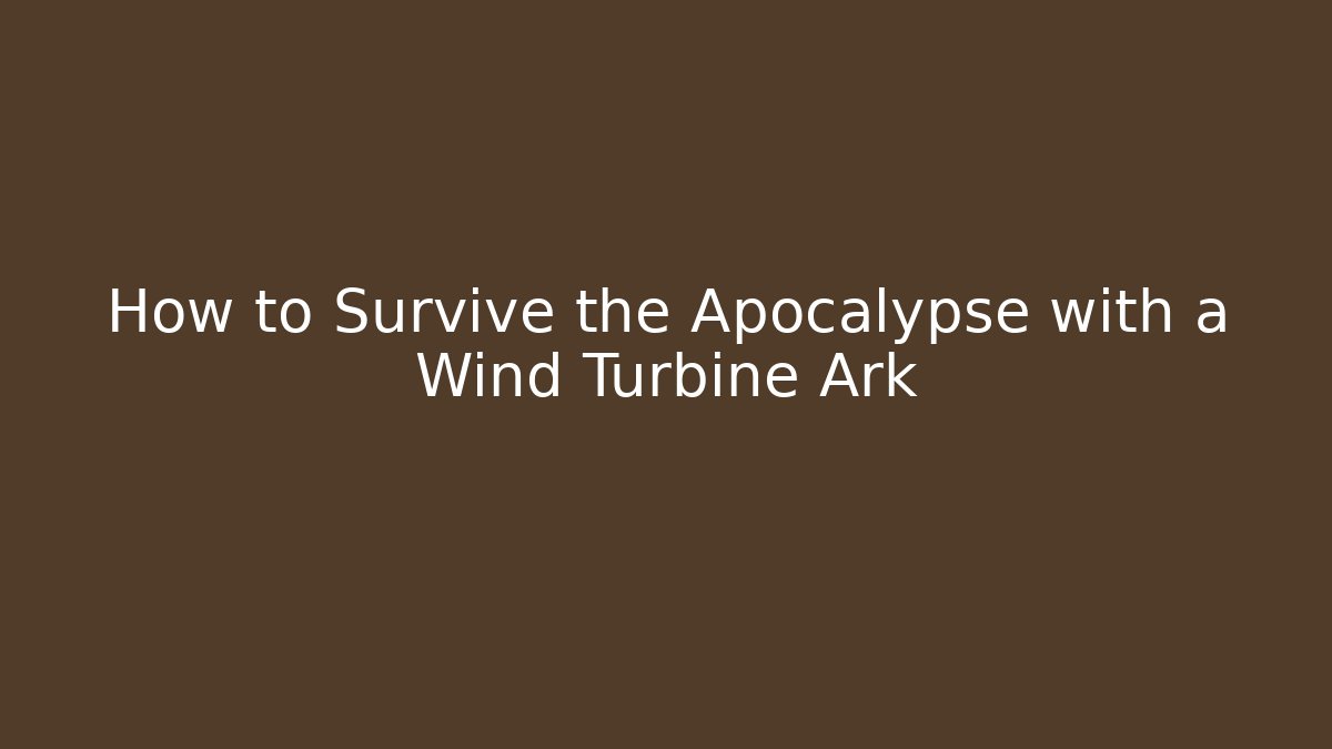 How to Survive the Apocalypse with a Wind Turbine Ark