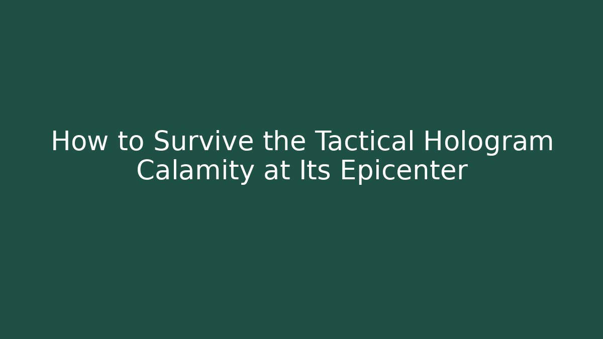 How to Survive the Tactical Hologram Calamity at Its Epicenter