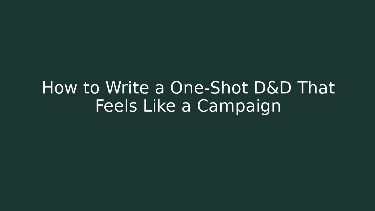 How to Write a One-Shot D&D That Feels Like a Campaign