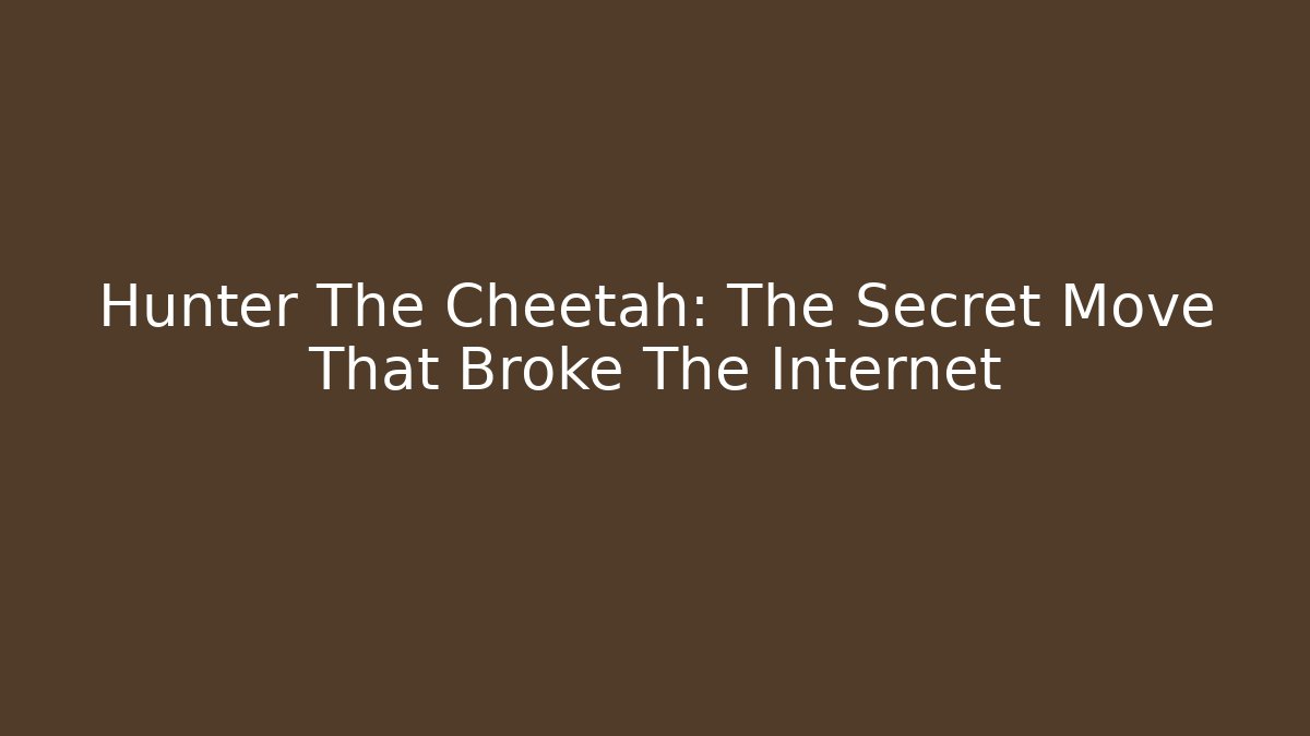 Hunter The Cheetah: The Secret Move That Broke The Internet