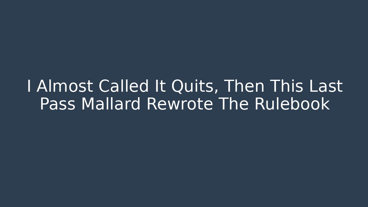 I Almost Called It Quits, Then This Last Pass Mallard Rewrote The Rulebook
