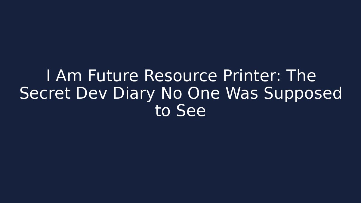 I Am Future Resource Printer: The Secret Dev Diary No One Was Supposed to See