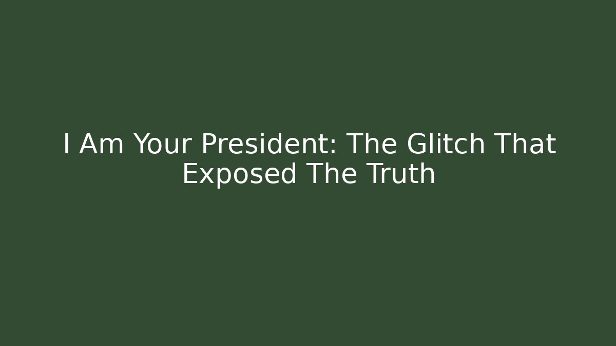 I Am Your President: The Glitch That Exposed The Truth - Critter Realm