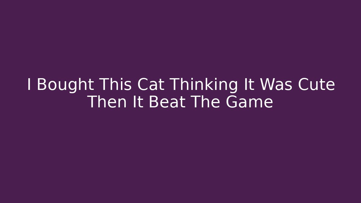 I Bought This Cat Thinking It Was Cute Then It Beat The Game
