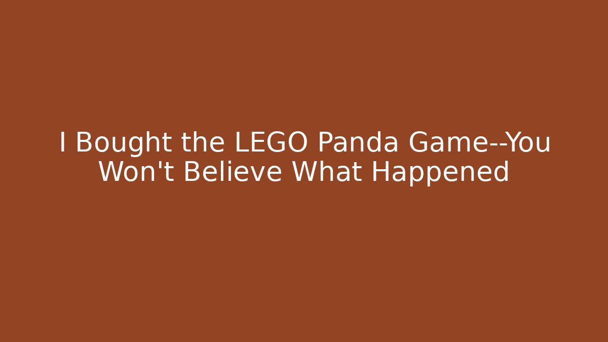 I Bought the LEGO Panda Game—You Won't Believe What Happened