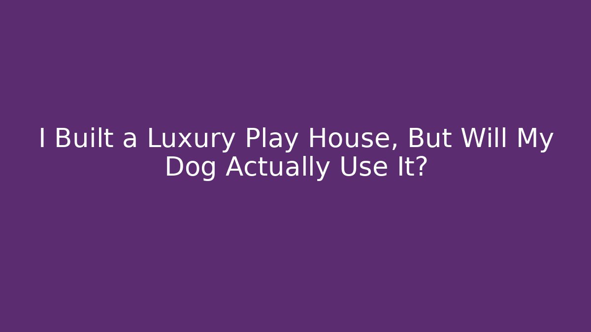 I Built a Luxury Play House, But Will My Dog Actually Use It?