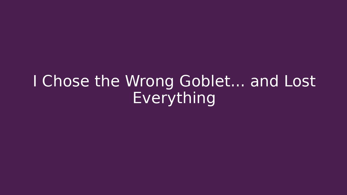 I Chose the Wrong Goblet... and Lost Everything