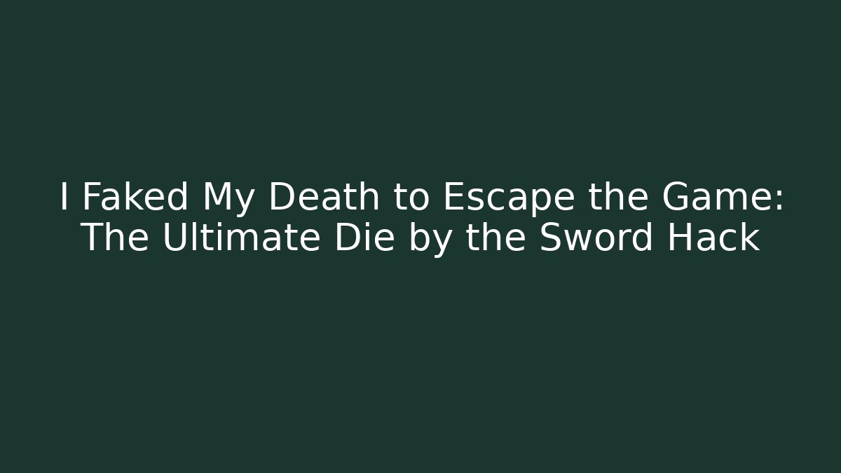 I Faked My Death to Escape the Game: The Ultimate Die by the Sword Hack