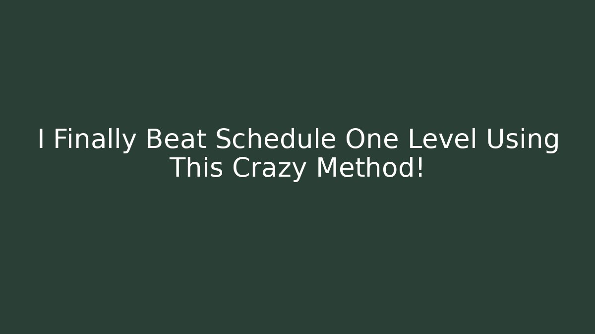 I Finally Beat Schedule One Level Using This Crazy Method!
