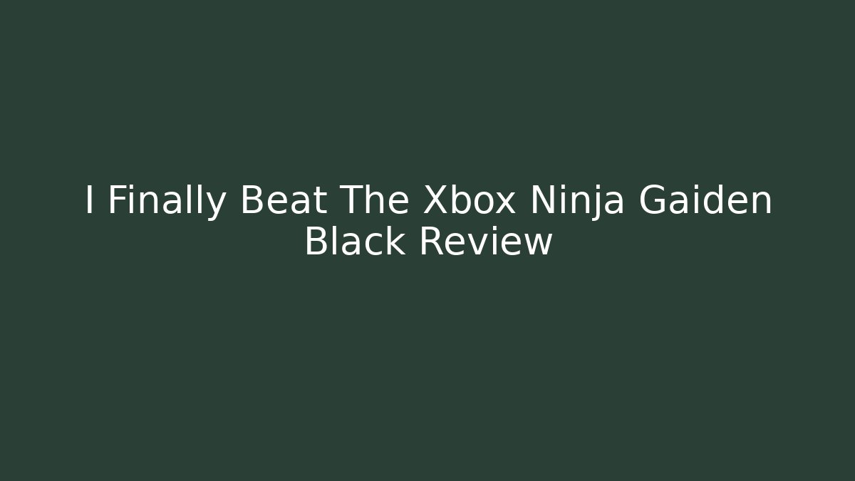 I Finally Beat The Xbox Ninja Gaiden Black Review