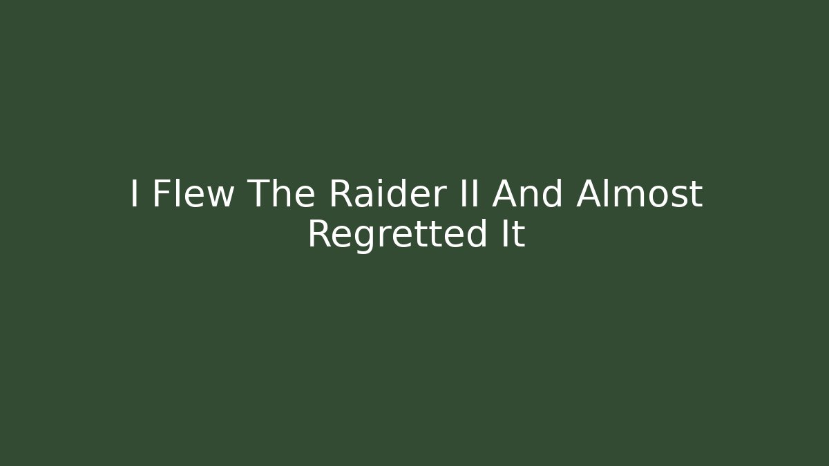 I Flew The Raider II And Almost Regretted It - Critter Realm