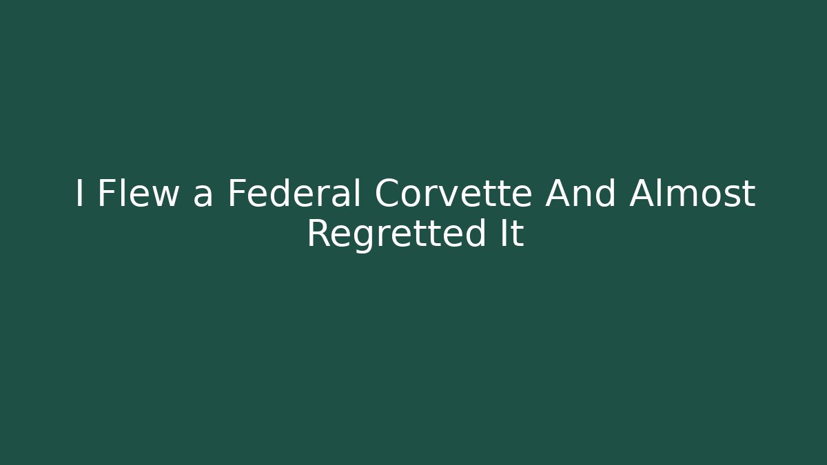 I Flew a Federal Corvette And Almost Regretted It - Critter Realm