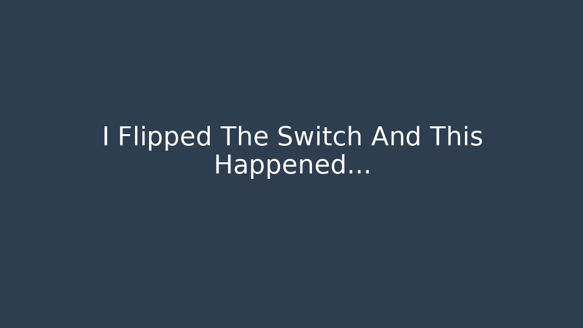 I Flipped The Switch And This Happened...