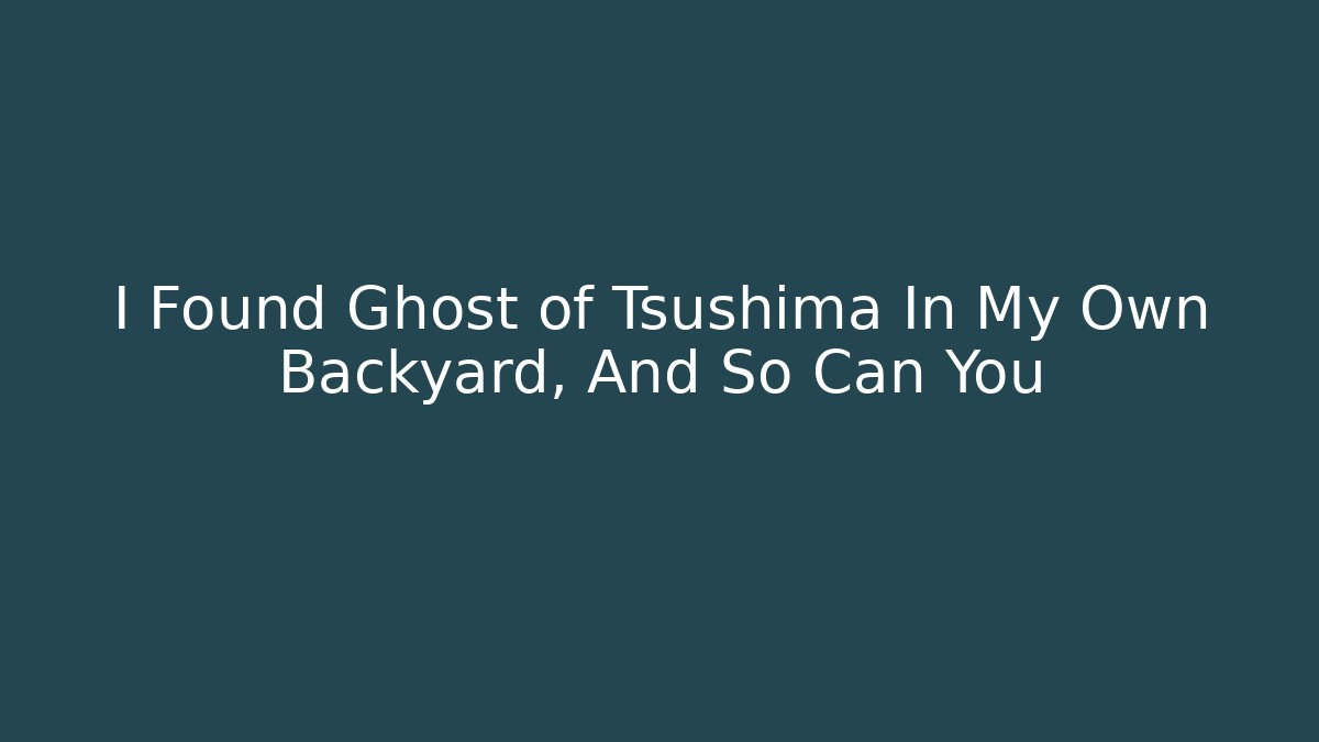 I Found Ghost of Tsushima In My Own Backyard, And So Can You