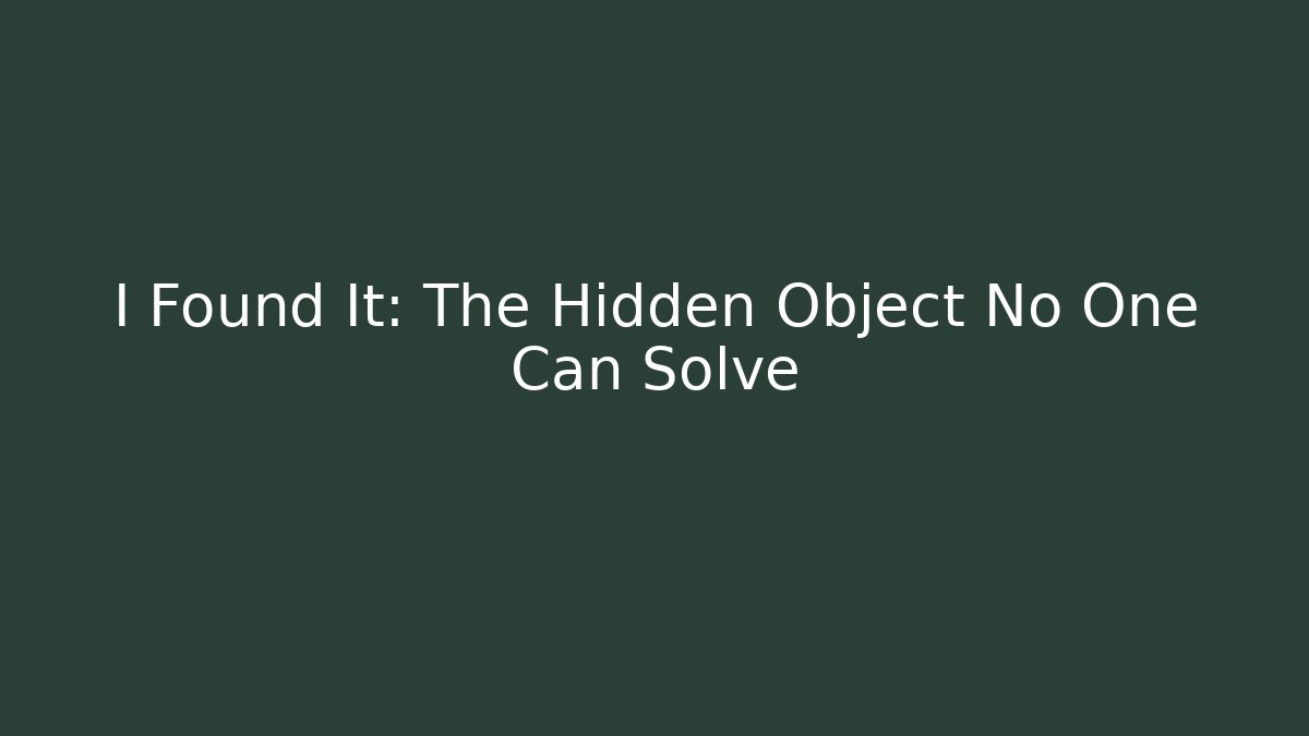 I Found It: The Hidden Object No One Can Solve
