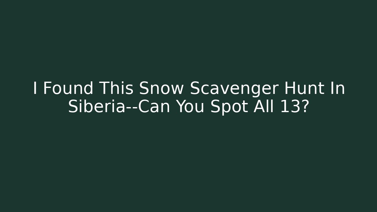 I Found This Snow Scavenger Hunt In Siberia—Can You Spot All 13?