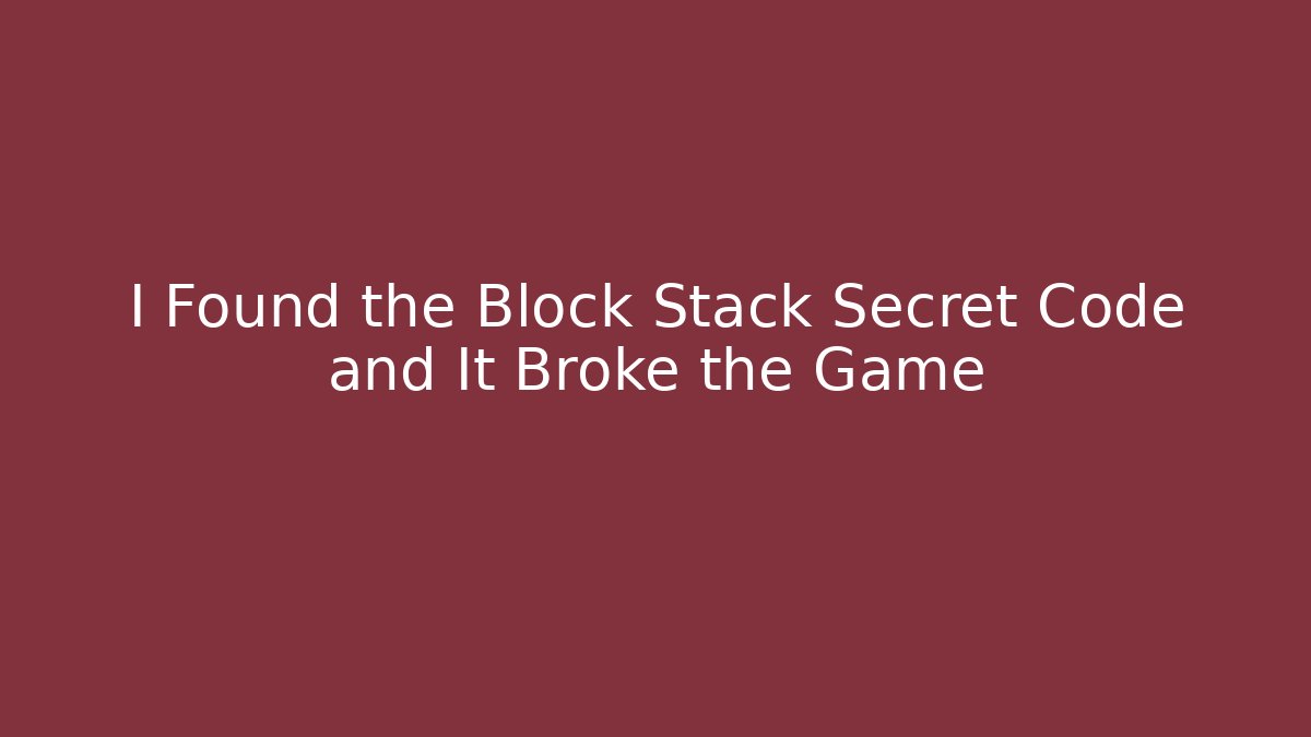 I Found the Block Stack Secret Code and It Broke the Game - Critter Realm