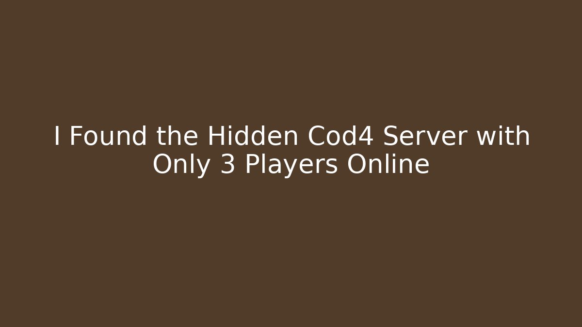 I Found the Hidden Cod4 Server with Only 3 Players Online