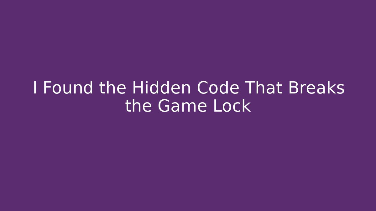I Found the Hidden Code That Breaks the Game Lock - Critter Realm