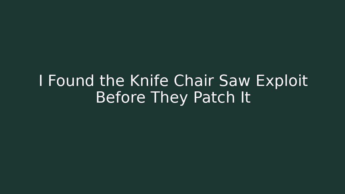 I Found the Knife Chair Saw Exploit Before They Patch It - Critter Realm