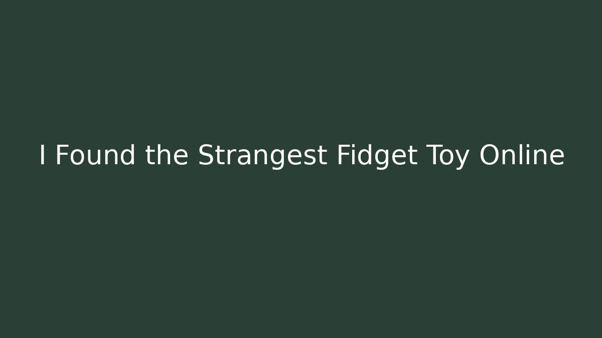 I Found the Strangest Fidget Toy Online