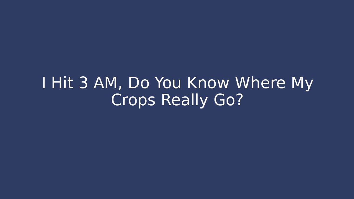 I Hit 3 AM, Do You Know Where My Crops Really Go?