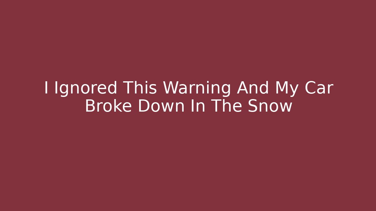 I Ignored This Warning And My Car Broke Down In The Snow