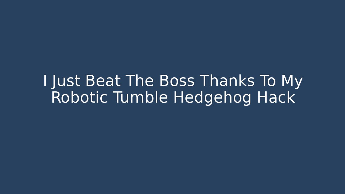I Just Beat The Boss Thanks To My Robotic Tumble Hedgehog Hack