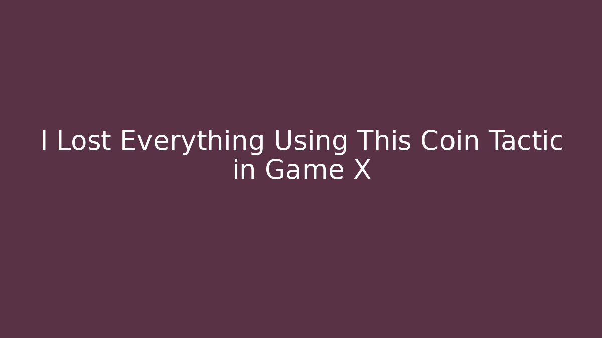 I Lost Everything Using This Coin Tactic in Game X - Critter Realm