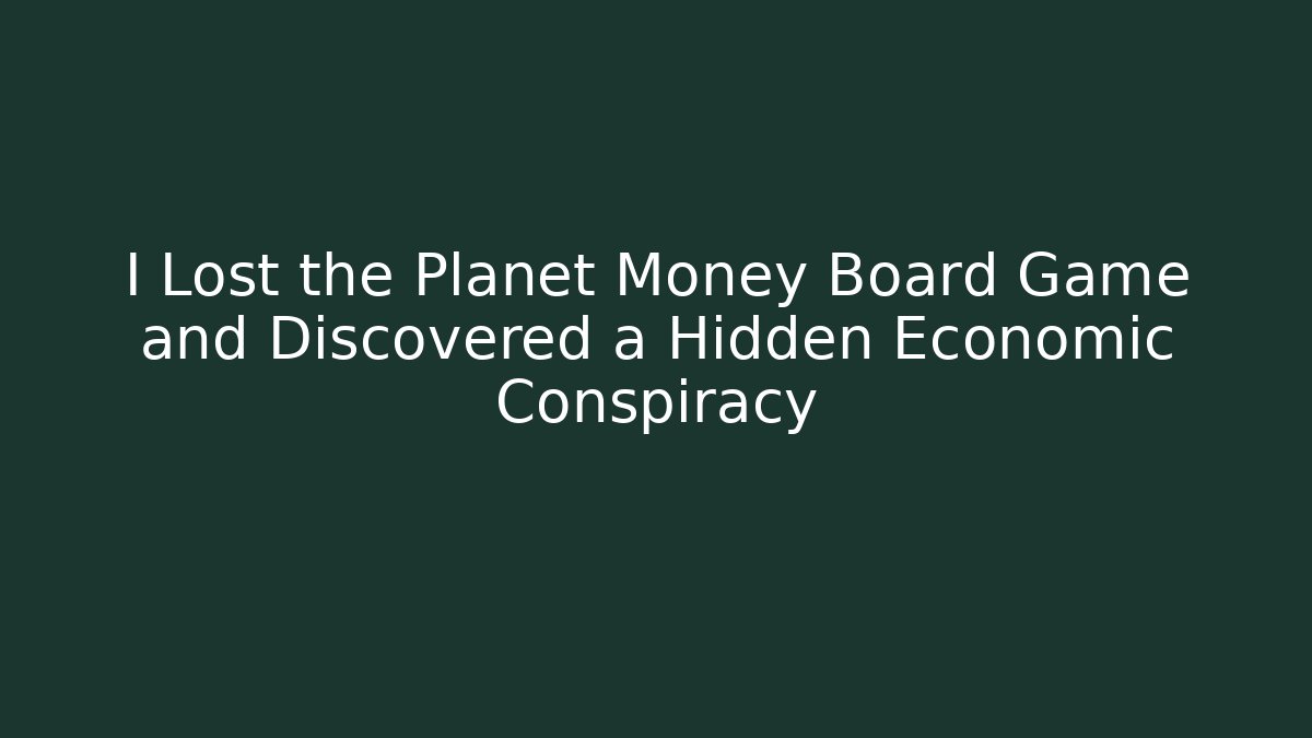 I Lost the Planet Money Board Game and Discovered a Hidden Economic Conspiracy