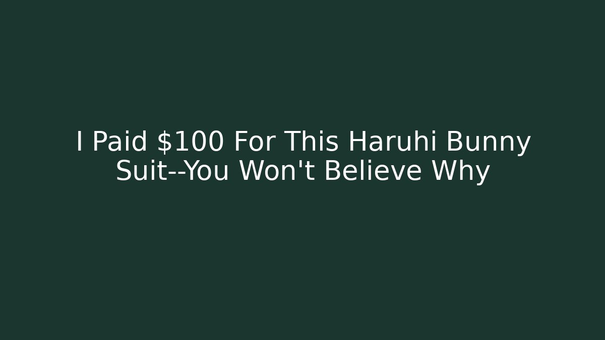 I Paid $100 For This Haruhi Bunny Suit—You Won’t Believe Why
