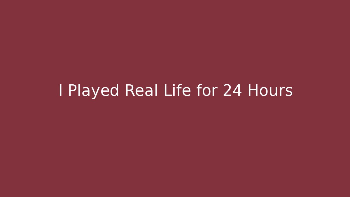 I Played Real Life for 24 Hours